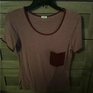 Garage Maroon Short Sleeve Tee with Pocket